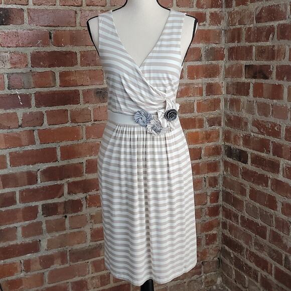 Anthropologie Little Yellow Button sleeveless striped dress Small - Picture 1 of 9